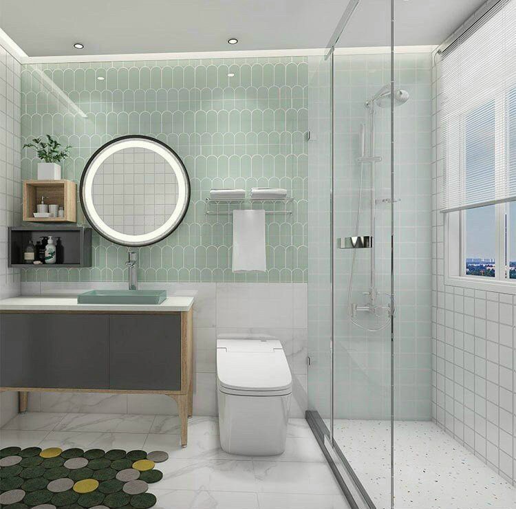 Gạch xanh lá nhạt họa tiết lông vũ 300x600mm mã DS3060-07 (6332L)